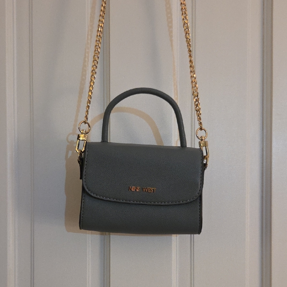 Nine West Grey Mini Bag with Gold Chain NWOT